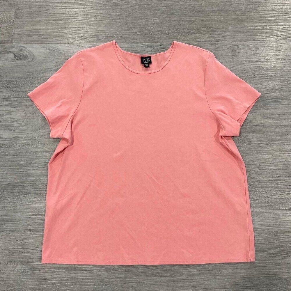 Eileen Fisher Women’s 2X Short Sleeve Shirt Tee Pullover Round Neck Stretch Boxy